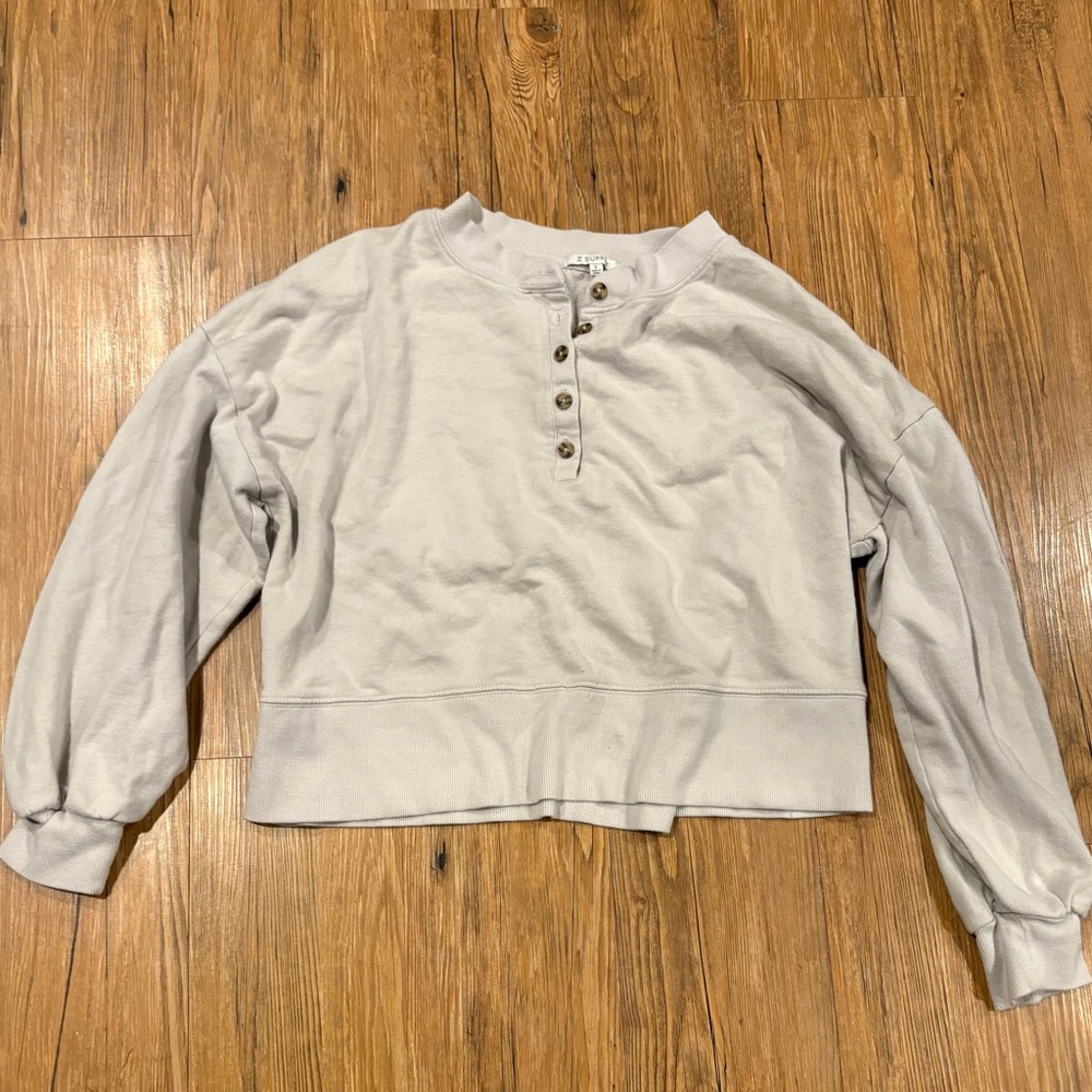 Z Supply Light Gray Henley Sweatshirt
